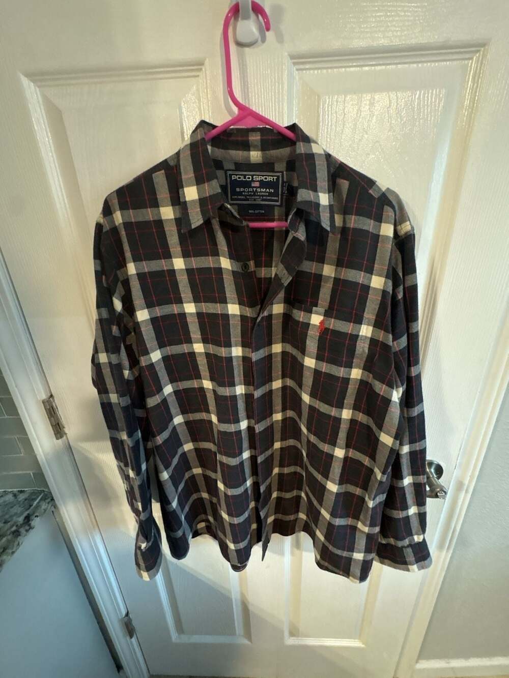Vintage Polo Sport Ralph Lauren Sportsman Plaid Long Sleeve Button Up Shirt Men